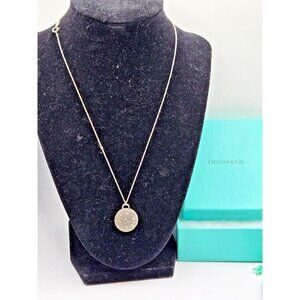 Tiffany & Co sterling signed 45 year clinique necklace 18" chain 1" pendant